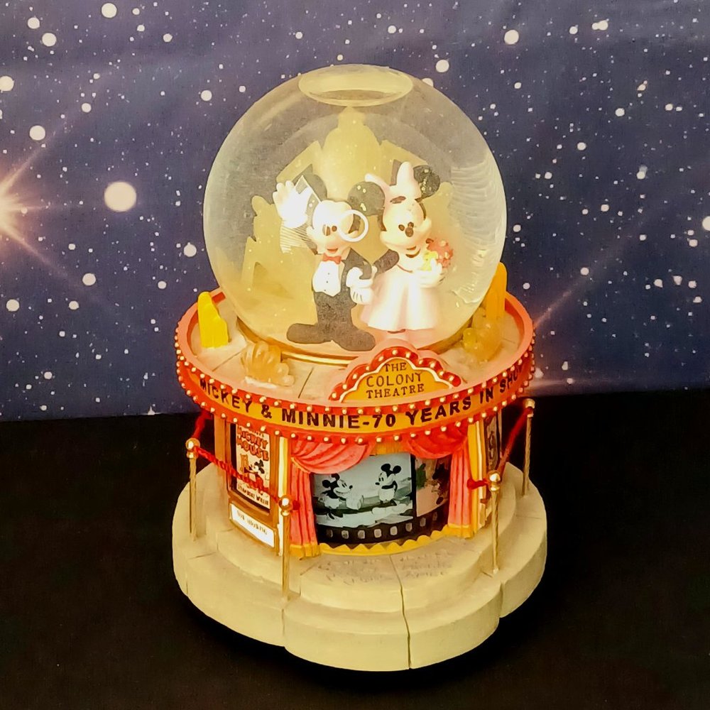 Disney Mickey and Minnie 70th Anniversary Large Collectible Musical Snow Globe